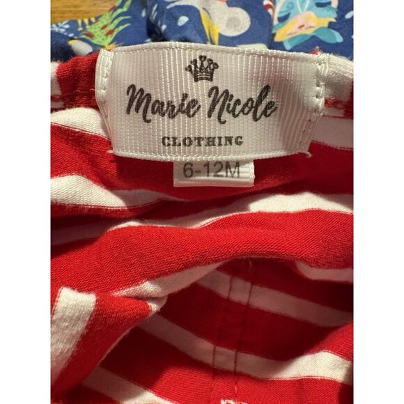 MARIE NICOLE Christmas Ruffle Nutcracker One Piece Holiday Romper 6-12M - Picture 4 of 4